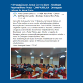 Divulgação por Jornal Correio Livre - Sindilojas Regional Nova Prata COMPARTILHA - Drenagem Urbana de Nova Prata.