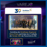 Comitiva do Sindilojas Regional Nova Prata participa da 4ª edição do Varejo 360 da Fecomércio-RS (23/09/2026).