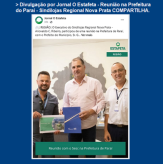 Divulgação por Jornal O Estafeta - Reunião na Prefeitura do Paraí - Sindilojas Regional Nova Prata COMPARTILHA.