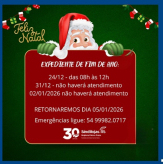 Expediente para as Festas de Fim de Ano “2025” - Sindilojas Regional Nova Prata.